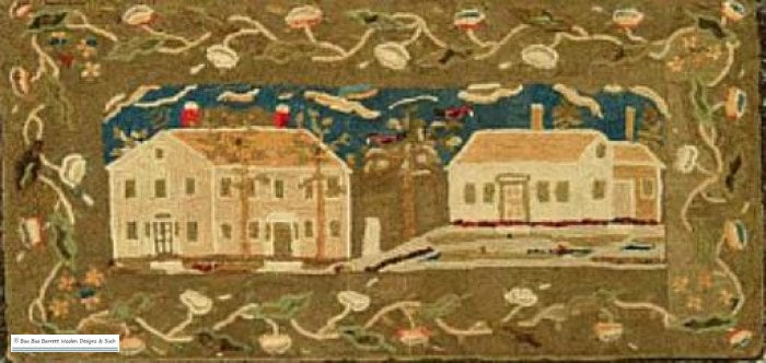 1835 Two Houses Rug Hooking Patterns